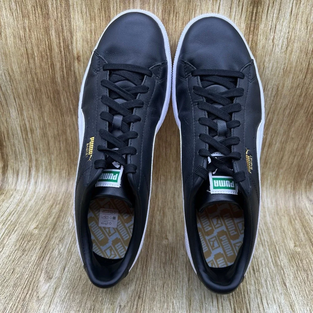 Puma Basket 21 Classic Sneakers Men's Size 11.5 Black White Leather 374923-04